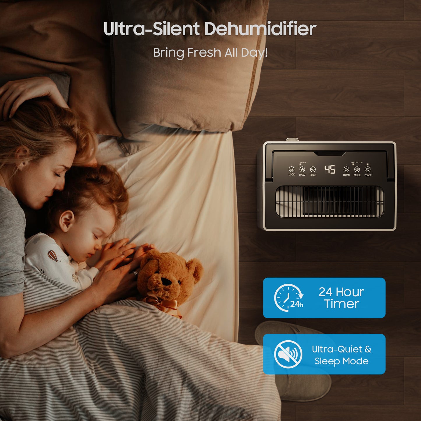 Energy Star 52 Pint Dehumidifier for 4500 Sq Ft Home & Basement - Large Room Compressor Dehumidifier with Drain Hose, Water Tank & Smart Humidity Control, Auto Defrost