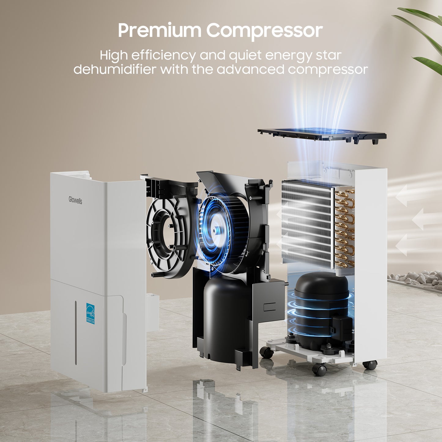 Energy Star 120 Pint Dehumidifier for 6500 Sq Ft - Basement, Home, Large Room, Bathroom, Bedroom - Compressor Dehumidifier with Drain Hose, Smart Humidity Control, Auto Defrost