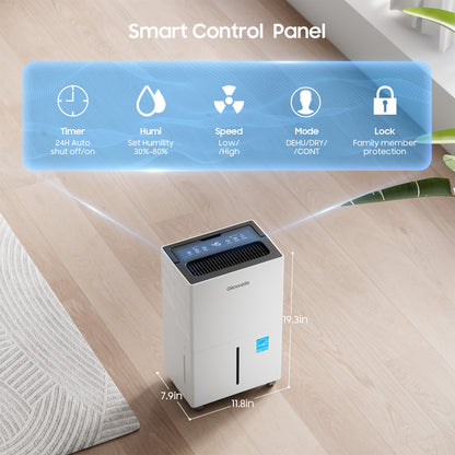 Energy Star 120 Pint Dehumidifier for 6500 Sq Ft - Basement, Home, Large Room, Bathroom, Bedroom - Compressor Dehumidifier with Drain Hose, Smart Humidity Control, Auto Defrost
